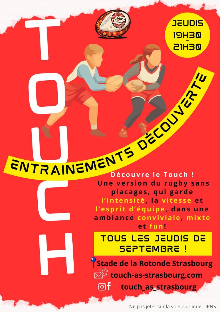 Cette rentrée, viens tester le Touch Rugby ! 🏉❤️